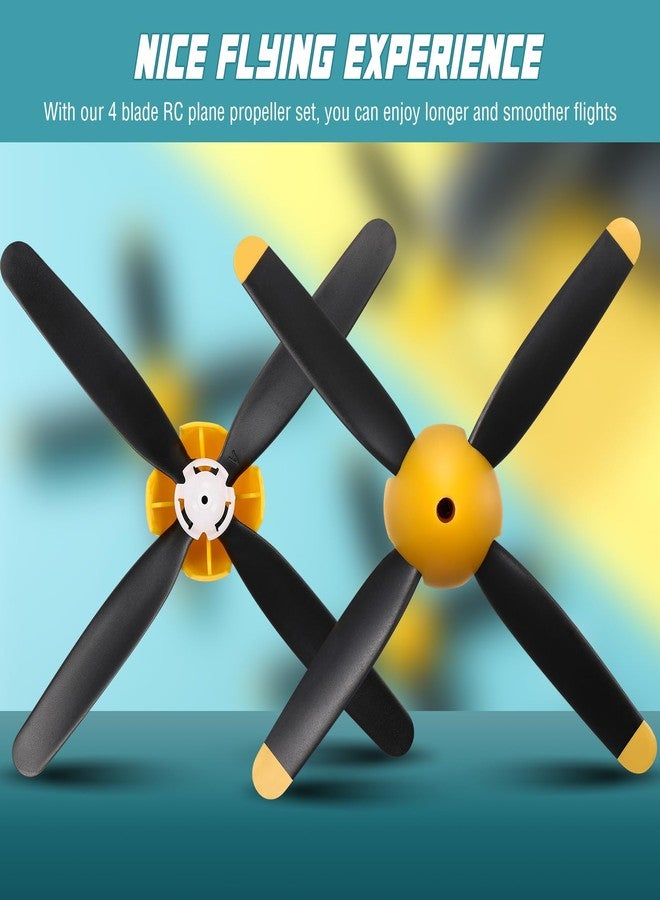 Hollowfly 3 Sets Spare Rc Plane Propellers Compatible with Mustang 500mm P51 Rc Plane 4 Channel Remote Control Airplane P51 with Propeller Savers Adapter, Yellow Nose - Image 4